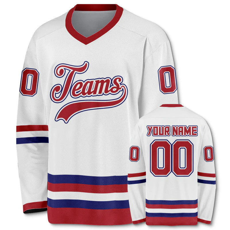Custom White Red-Royal Authentic Hockey Jersey