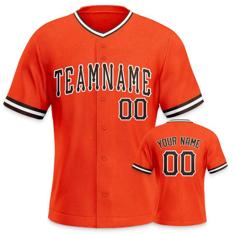 Custom Orange Brown-White Authentic Baseball Jersey-1