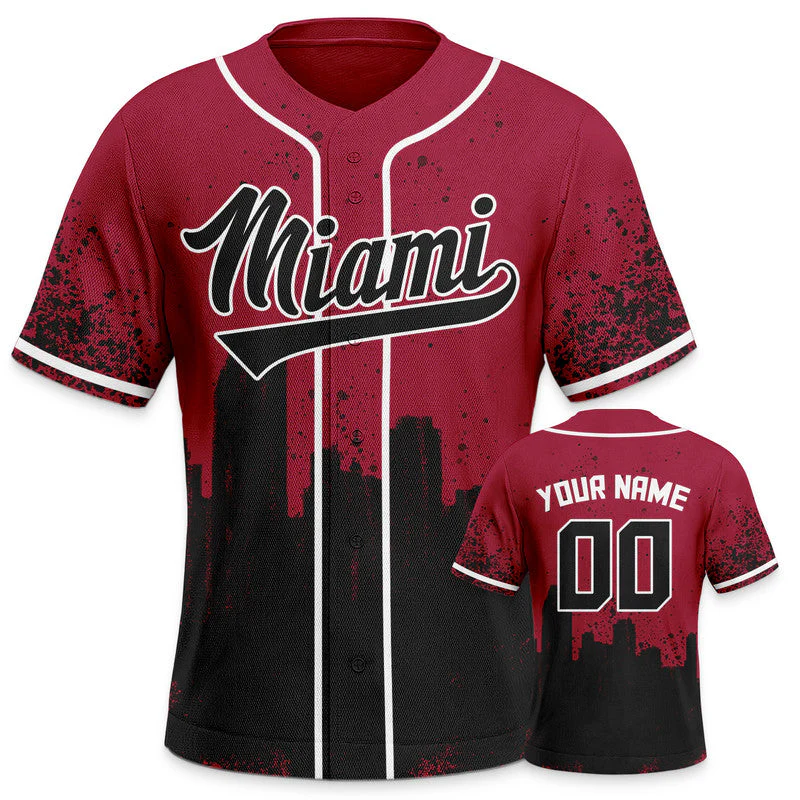 Custom 3D Graffiti Red Black-White Authentic Baseball Silhouette Jersey