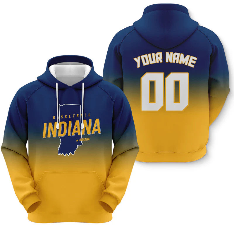 Custom Sports Pullover Sweatshirt Basketball Split State Map Indiana  Fashion Hoodie