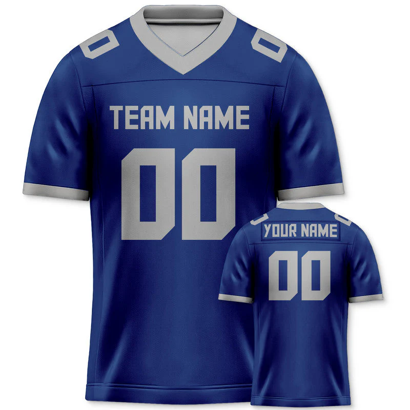 Custom Royal Gray Mesh Authentic Football Jersey